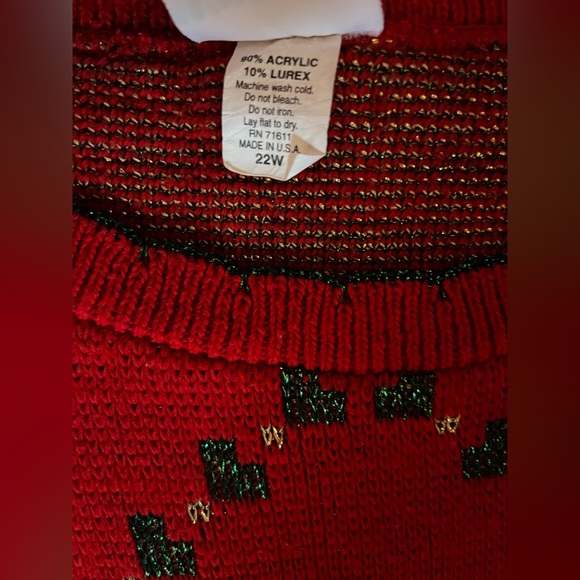 Christmas Sweater Holiday Time Holly Bows Pullover‎ Red Women’s 22W - Picture 6 of 11